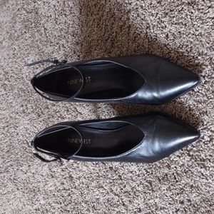 Nine West 4" black heels with ankle buckle ankle strap
